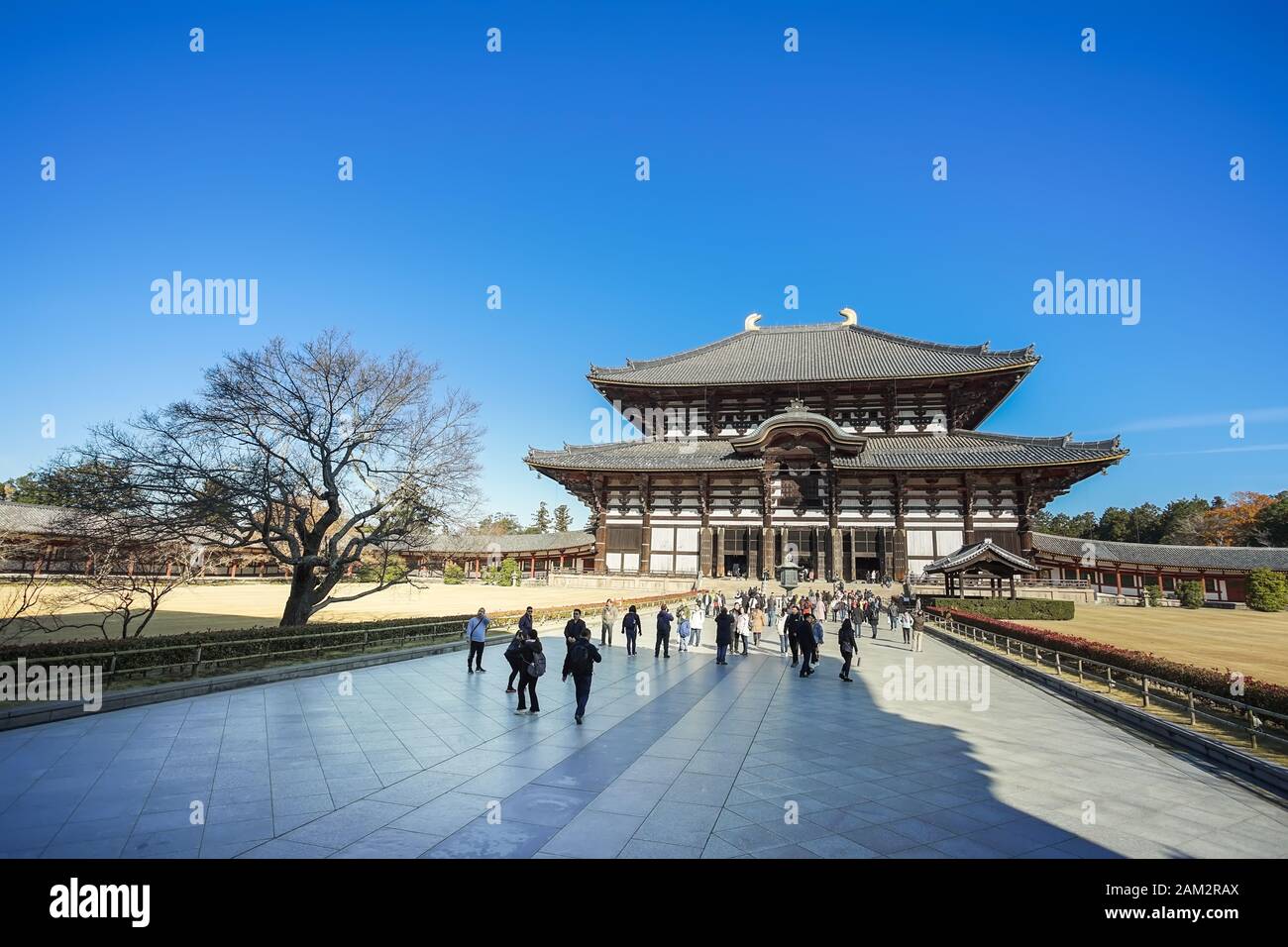 Nara, Giappone - 16 dicembre 2019 : il più grande edificio in legno del mondo Tempio Todaiji, questa è la più famosa destinazione di viaggio di Nara città i. Foto Stock
