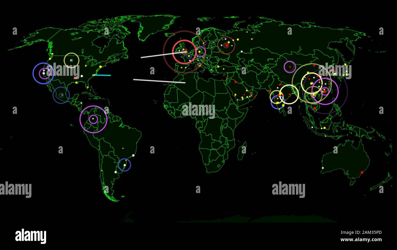 Guerra di hacker Modern Warfare dati digitale Hacking concetto mondiale Foto Stock