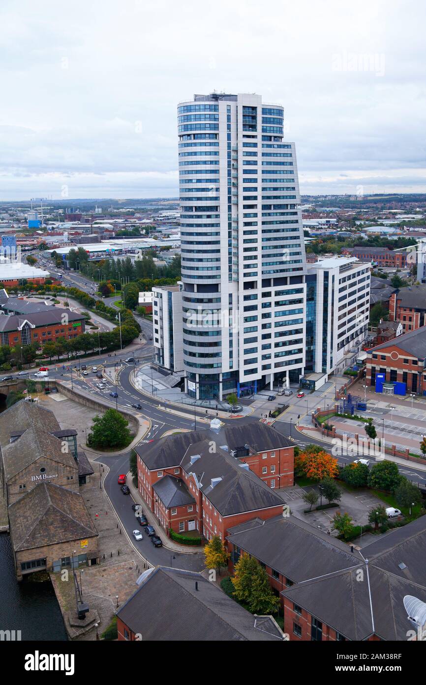 Bridgewater Place visto da Candle House Rooftop Gardens Foto Stock