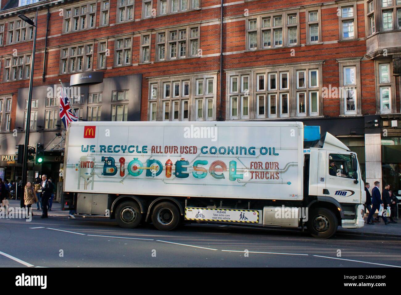 un camion di macdonalds usando bio diesel dall'olio usato di cucina centrale londra inghilterra regno unito Foto Stock