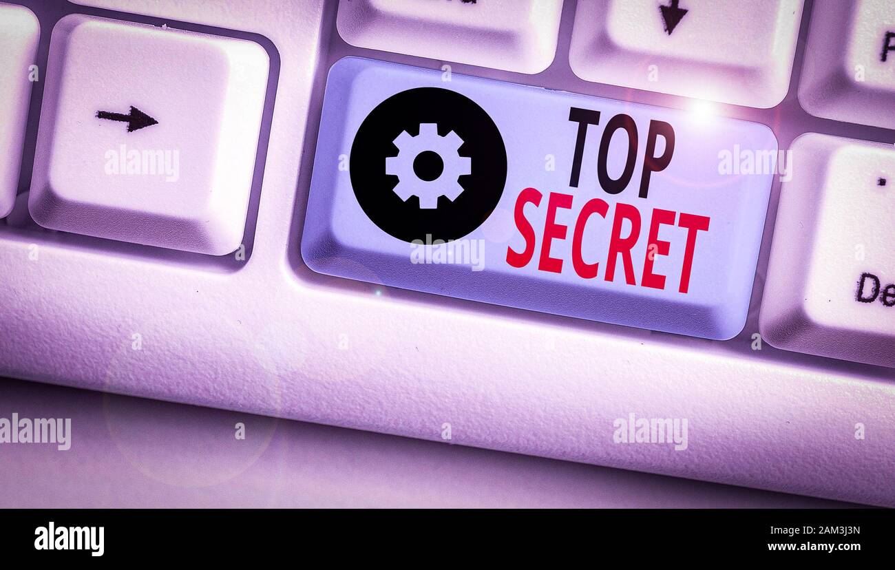 Segno di testo che mostra Top Secret. Business photo testo protetto da un elevato grado di segretezza Altamente confidenziale Foto Stock