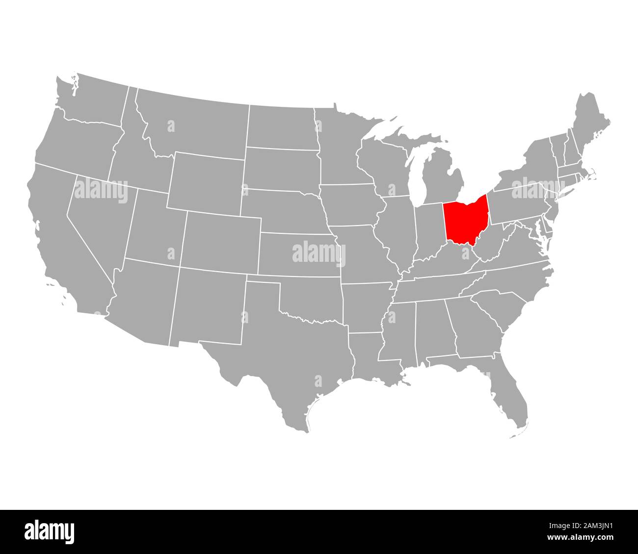 Mappa di Ohio negli Stati Uniti Foto Stock