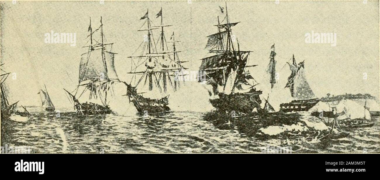 Una storia degli Stati Uniti per le scuole cattoliche . JAMES MADISON S ADMINISTRATION 309 costretto al ritiro. Poi hanno navigato per unirsi alla expeditionagainst sud. Durante la notte un attacco su FortMcHenry, Francis Scott Key, di Baltimora, è stata detenuta a bordo di una nave britannica, dove si era recato per fissare il releaseof alcuni prigionieri. Tutta la notte ha guardato la bombarda-mento del fort. Guardare con impazienza la bandiera ancora battenti overFort McHenry, scrisse a matita sul retro di un vecchio letterour inno nazionale, la stella Lamas Banner, che essendo wassoon cantato in tutto il paese. La AME Foto Stock