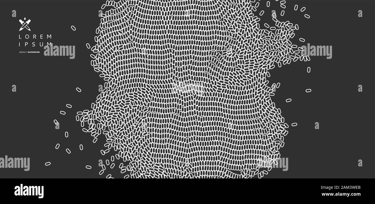 Illustrazione Vettoriale per la scienza, la chimica o l'istruzione. Matrice irregolare o matrice casuale di ovali. Illustrazione Vettoriale