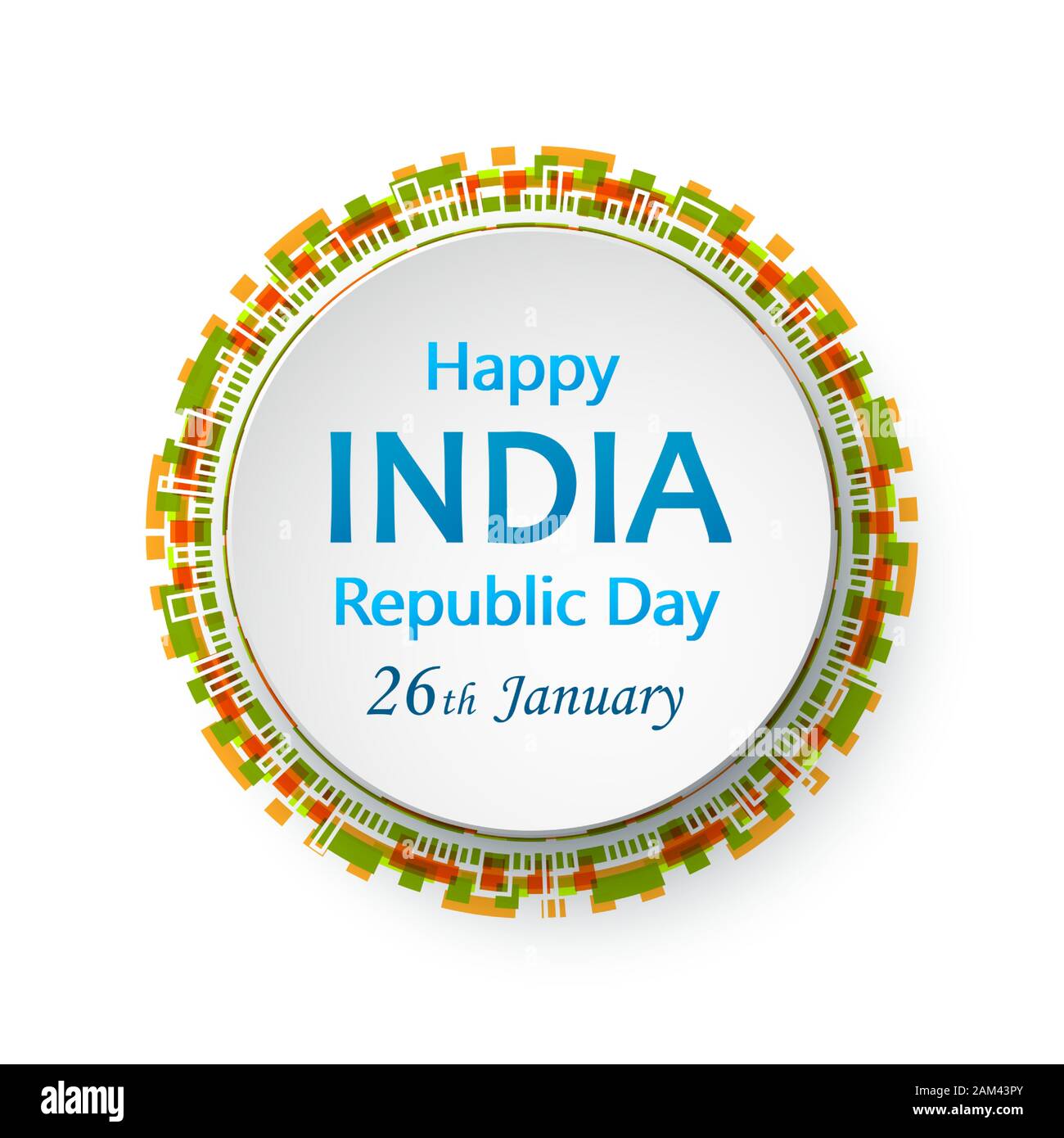 Festa della Repubblica felice dell'India 26 gennaio. Illustrazione vettoriale su sfondo bianco Illustrazione Vettoriale