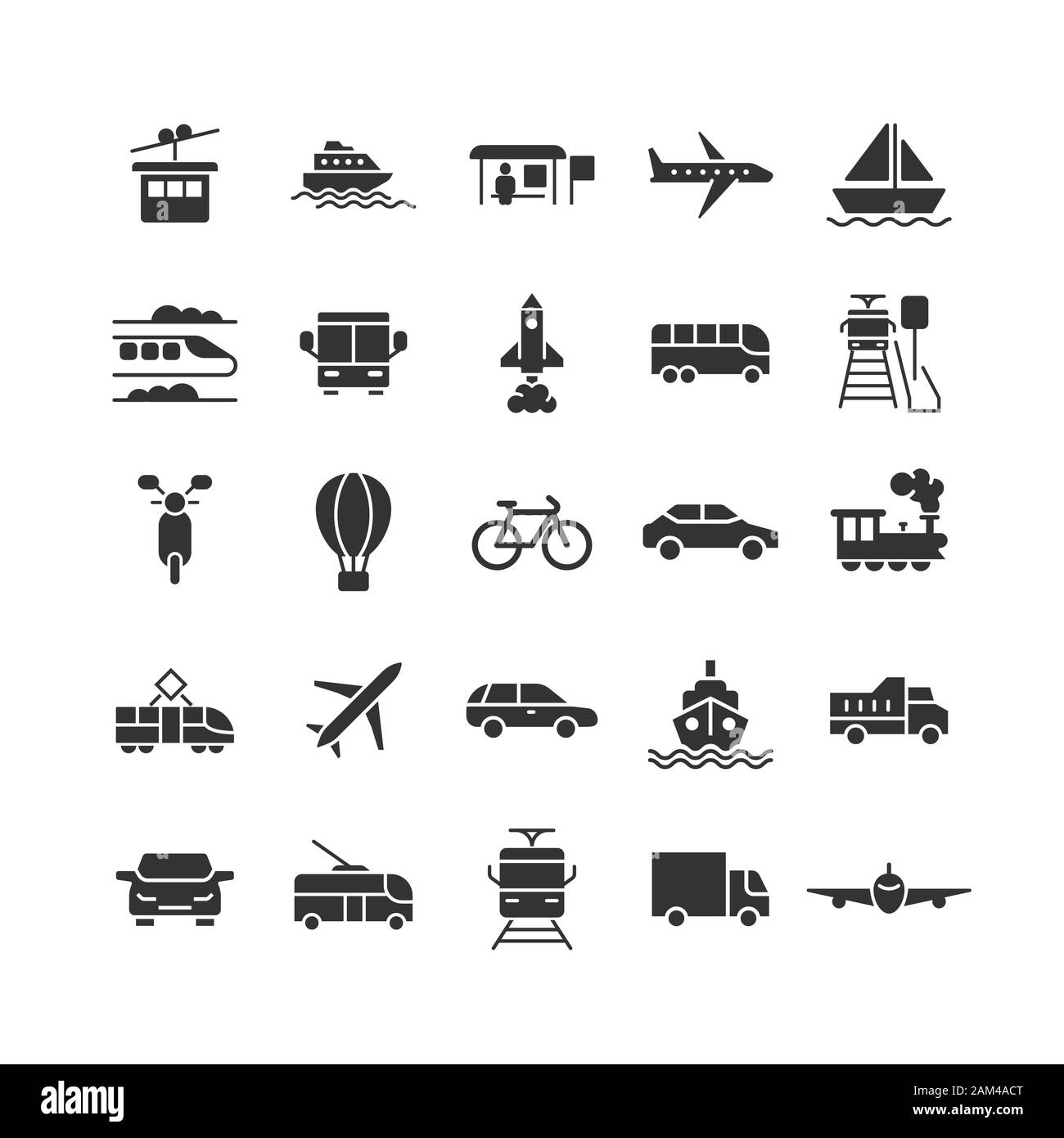 Icona di trasporto impostato in uno stile piatto. Auto vettore collezione illustrazione in bianco sullo sfondo isolato. Trasporto navale la concezione di business. Illustrazione Vettoriale