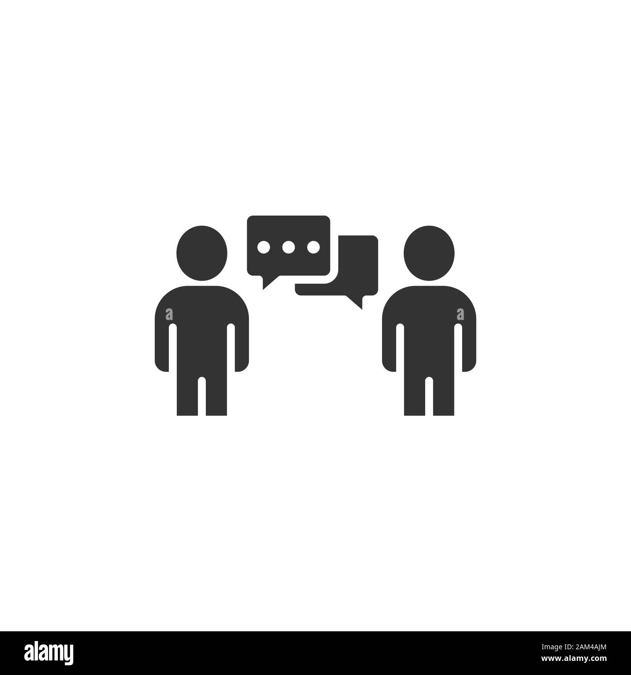 Persone con discorso bolla icona in stile appartamento. Chat illustrazione vettoriale bianco su sfondo isolato. Finestra di dialogo Altoparlante concetto aziendale. Illustrazione Vettoriale