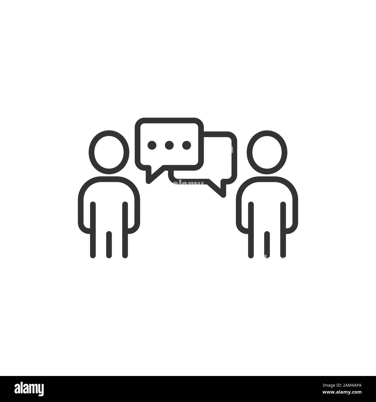 Persone con discorso bolla icona in stile appartamento. Chat illustrazione vettoriale bianco su sfondo isolato. Finestra di dialogo Altoparlante concetto aziendale. Illustrazione Vettoriale