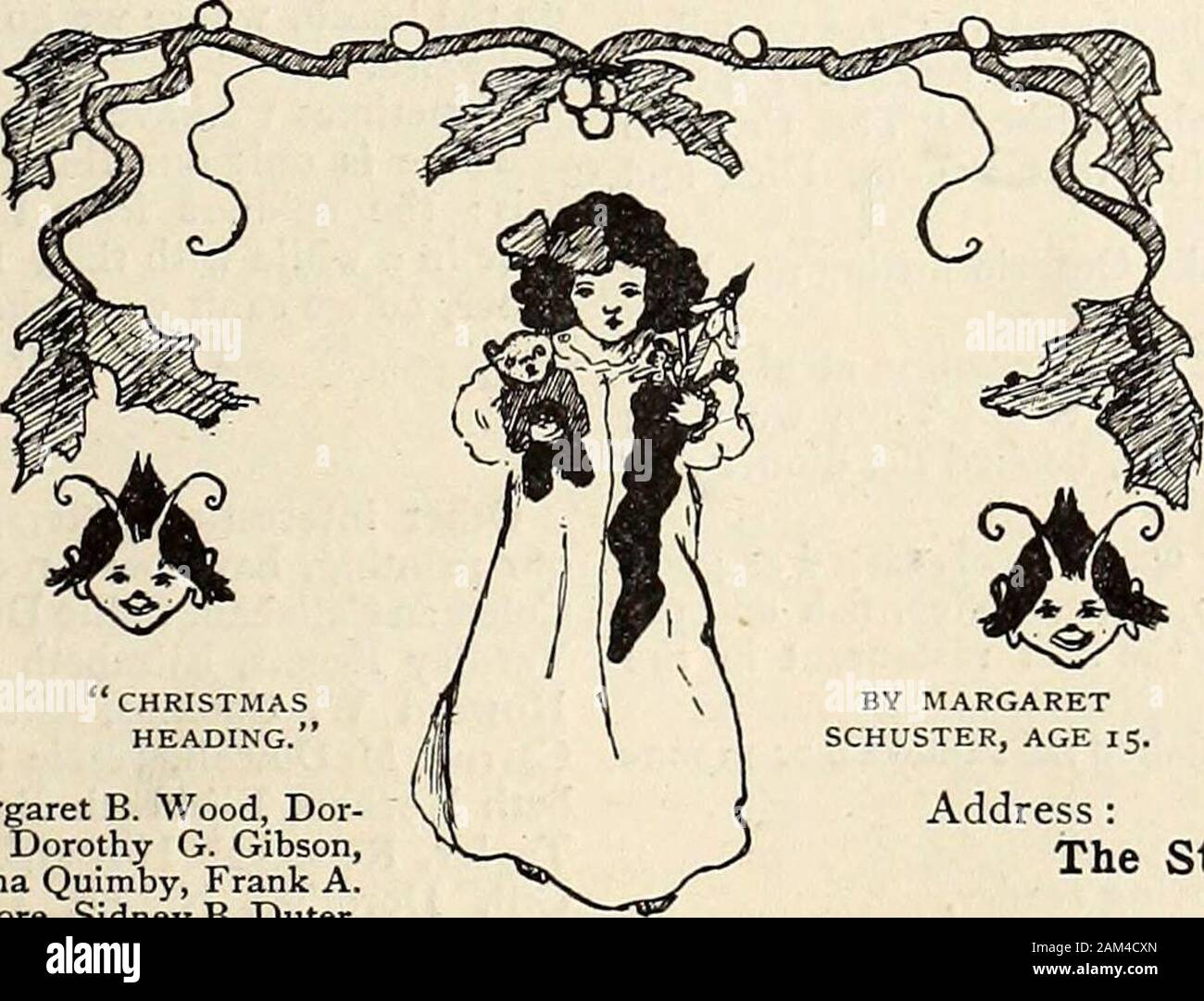 StNicholas [numero] . Voce. Da HELEN G. DAVIS, 13 anni di età. Altre lettere di benvenuto hanno beenreceived da Dora Boutflower, Arthur J. Cramer, Velma Jolly, Margaret B. Legno, do-othy Thompson, Roland Redmond, Dorothy G. Gibson,Ida B. Littlefield, Carrie Brown, Quimby Erma, Frank A.Lewis, George Louis cantonale, Gladys Moore, Sidney B. Duter.. CHRISTMASHEADING. Concorso a premi n. 98. Il San Nicola i premi della lega di oro e argento badgeseach mese per il miglior originale di poesie e racconti, disegni, fotografie, puzzle e rompicapo risposte. Anche cashprizes di cinque dollari ciascuno per gold-badge vincitori che deve Foto Stock