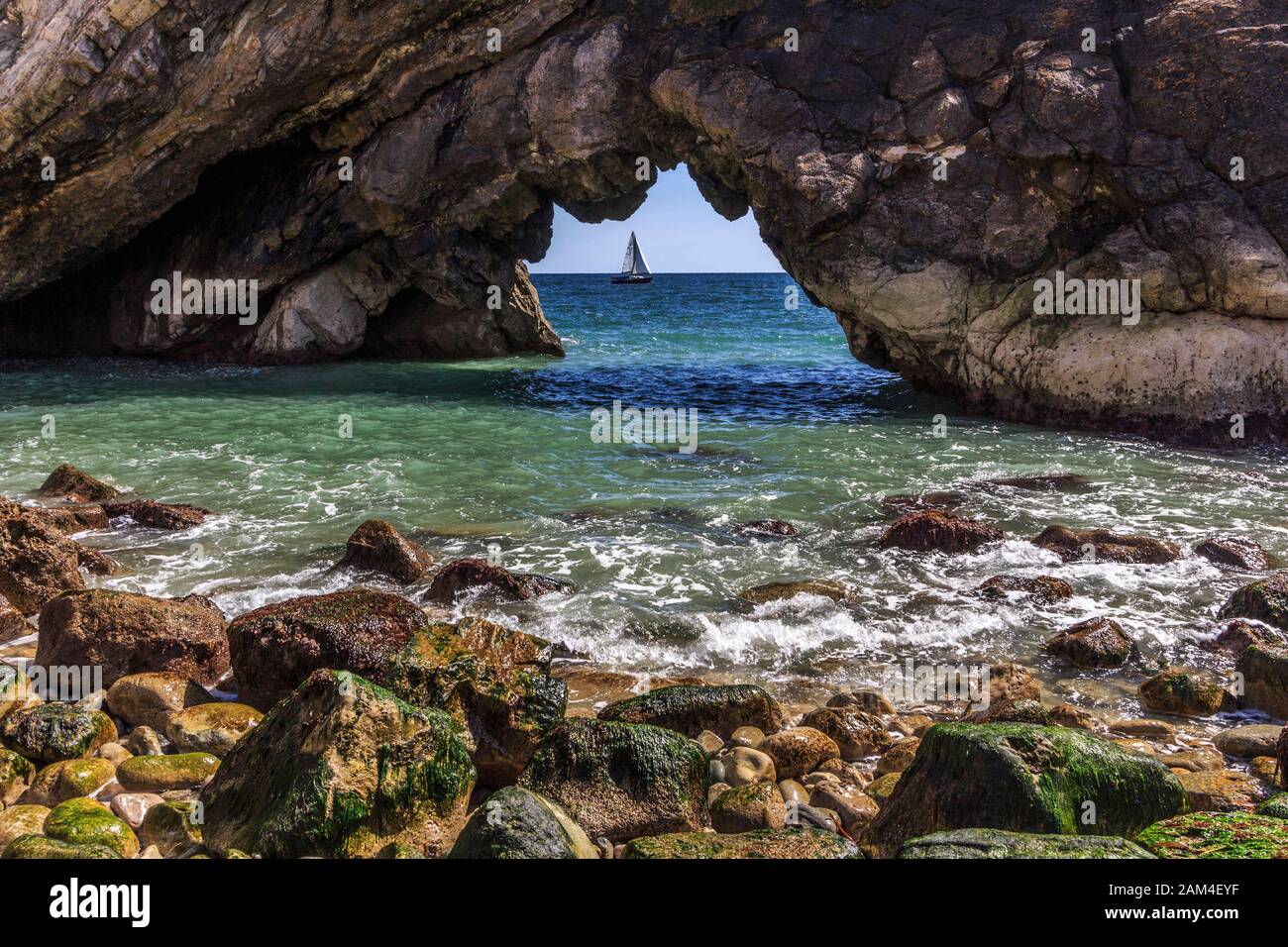 scala, lulworth crumple, lulworth cove, jurassic coast, costa meridionale dell'inghilterra, dorset, regno unito, gb Foto Stock