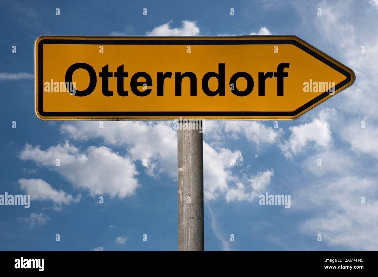 Foto di dettaglio di un cartello con l'iscrizione Otterndorf, Bassa Sassonia, Germania, Europa Foto Stock