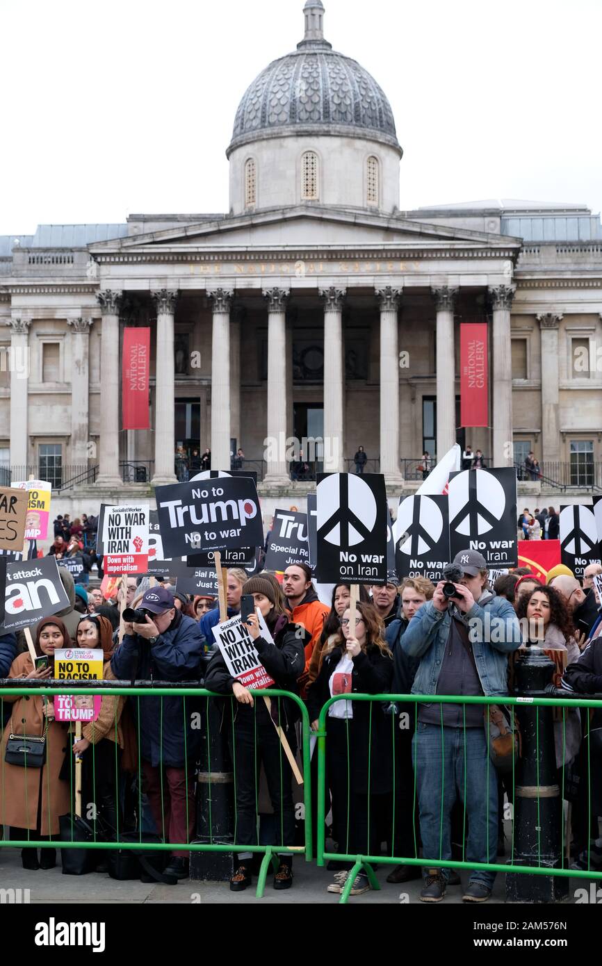 Londra, Regno Unito. 11 gennaio 2020. Non attacco Iran, 'No War on Iran" - Dimostrazione nel centro di Londra. Credito: Matteo Chattle/Alamy Live News Foto Stock