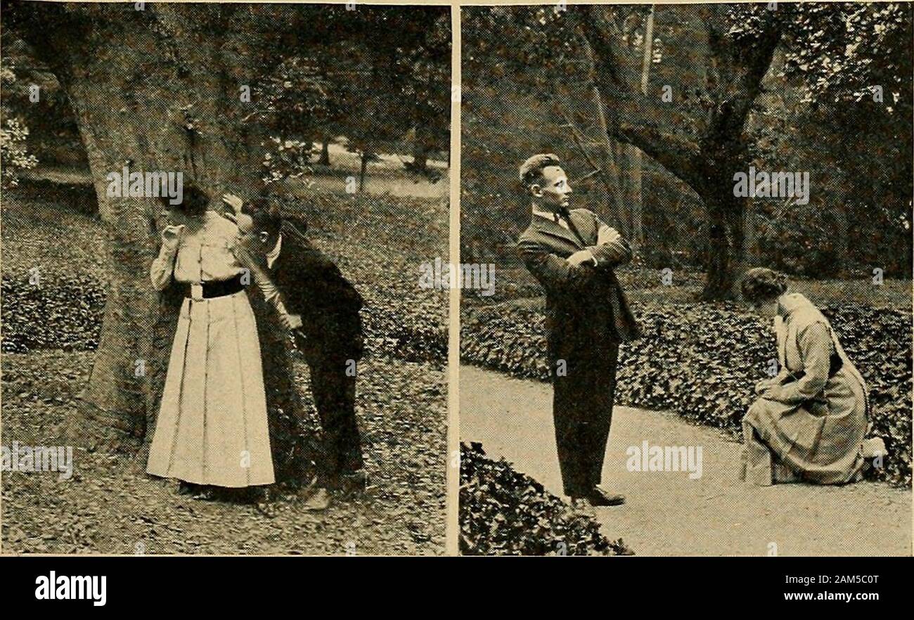 Sociale giochi e balli di gruppo; una raccolta di balli e giochi adatti per comunità e uso sociale . FIG. 5.-WHISPERING E ASCOLTO FIG. 6.-accusando. FIG. 7.-speranza FIG. 8.- SIR, puoi vedere una PEN1-tenda prima VOU MISCELATORI SOCIALE E GIOCHI 27 leader divide il gnoup appiroximately in threesettions, e dirige che al suo segnale il primo sec-zione deve rapidamente e in modo brusco esclamare, Hish!Il secondo gruppo allo stesso modo fa uso della parola, Hash, e il terzo, Hosh. Egli spiega thathe alzerà la mano e comando: uno, tiwo,tre, starnuto! Whenhis mani andare giù, la syl-etichette sono per lui p Foto Stock