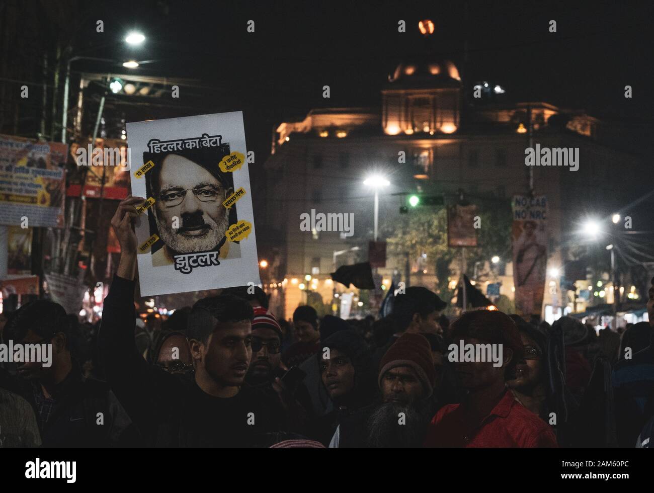 Kolkata, India. Xi gen, 2020. Protesta in Kolkata contro AAC, NPR e NRC e 'Indietro' slogan al Primo ministro modi. (Foto di Pritam Dutta/Pacific Stampa) Credito: Pacific Press Agency/Alamy Live News Foto Stock