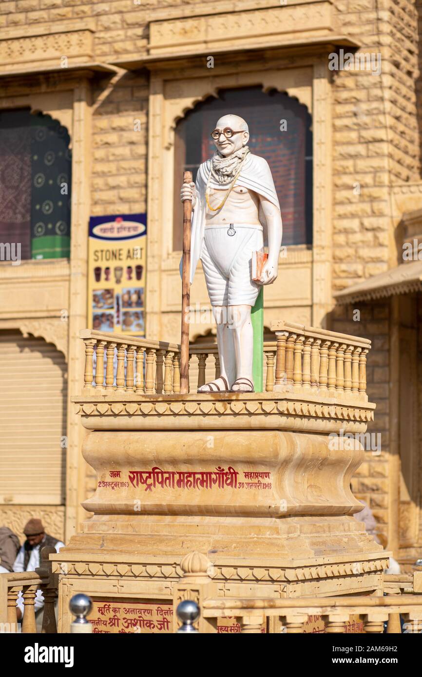Statua Di Gandhi A Jaisalmer, India Foto Stock