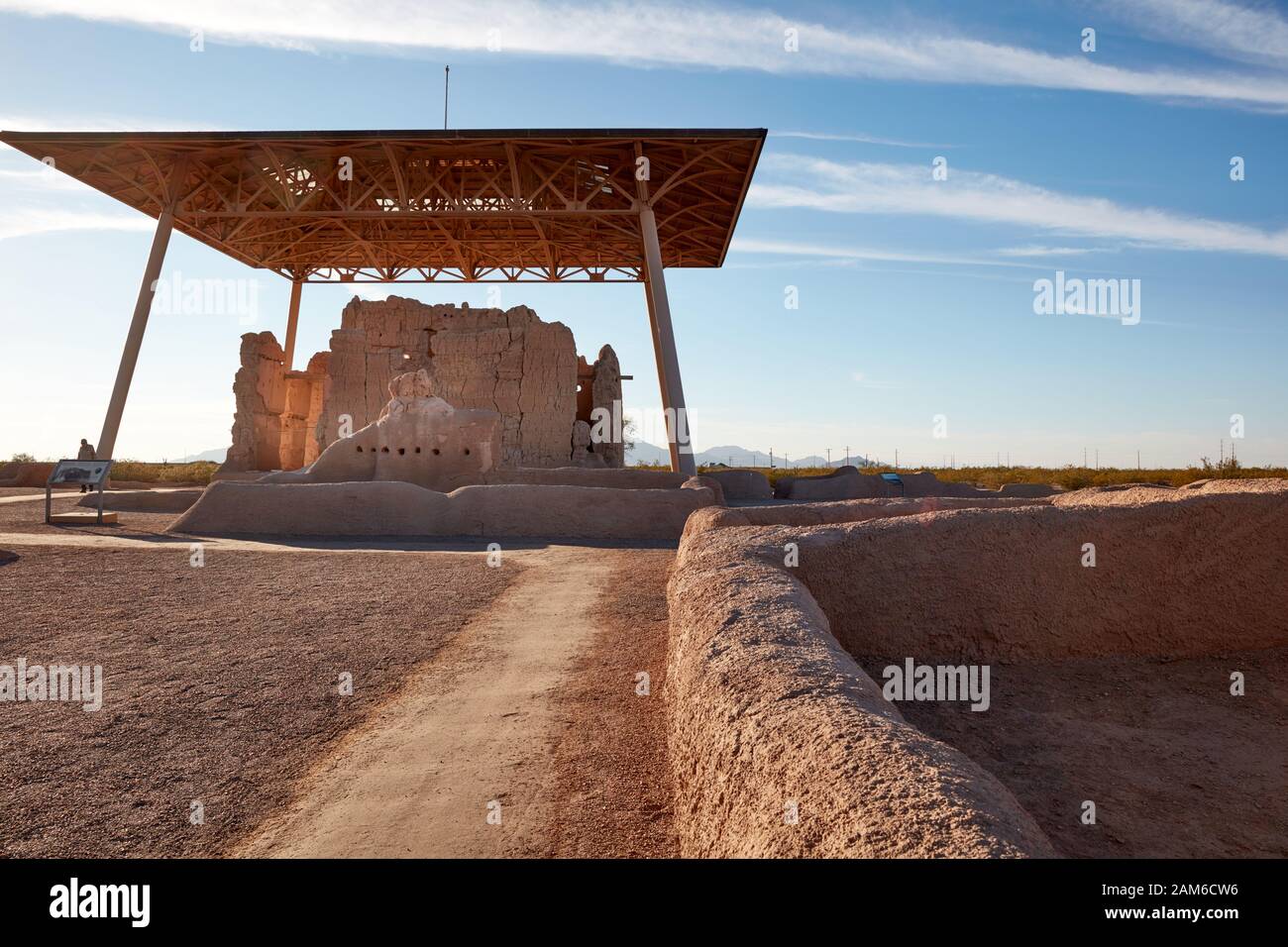 Rovine della Grande Casa al Monumento Nazionale Casa Grande, Coolidge, Arizona Foto Stock