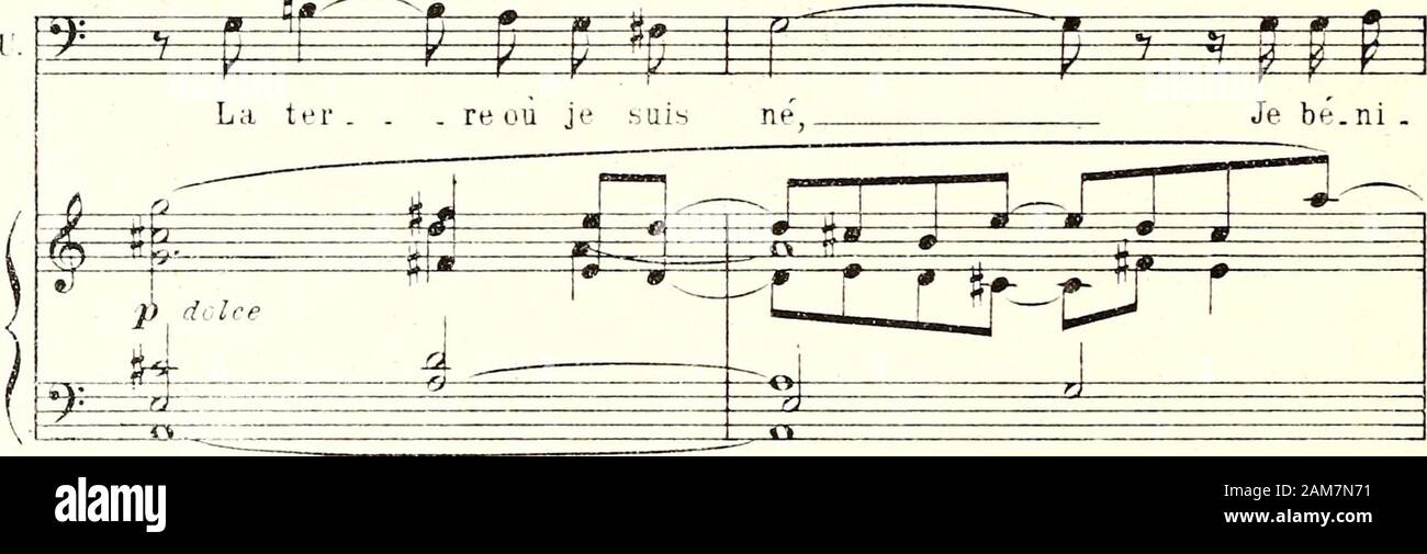 Nausicaa : opéra en deux actes : . Revenez au Mouvî y- y ^ s i. P I- p p F Je puis re.ga.g-ner Revenez au mê Mouvî . me in . per . tu.né, u) B w - ^^"i 5^ ]J ESPRESS. 1 fàpre.ss. S: 4 -fM&gt;- •^:ô^ ^ ^ré* aowx ^ -^ n^^ Je essere.ni. ^ io" ^ é i=^^ fei 11 -^-^ :• g K- jus.qu ' un mun rai 11.1 n n 11 ; 53C rv- S^ J Jour su . pr.: ^^f=^^ fezr r =Y=?^ =^- •/ / 3i o.f&GT;^ llJ i^ corte . me! Corte ^ LE ROImf •m m-*- è ^ ^ 1?" M ^^-f-^ =^ S /C^ Je tencon . ju . re, par les dieux! Nt ± m ^ ^ É 4==F 1 n courttT cresc. ^ i f ï 1 l,eR.^g É - F très calme ^^ ^^ par-le pas en . cor 3 de fuir ces lieux! É # Foto Stock