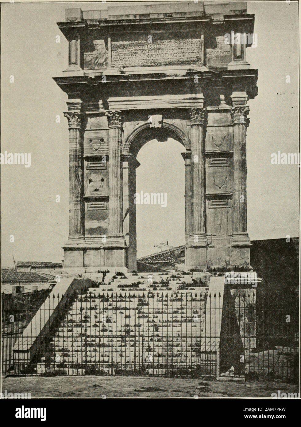 Dell'enciclopedia di architettura, falegnameria e costruzione : un riferimento generale lavoro . Fig, 137. Arco di Traiano, Ancoua. 232 studio degli ordini principali strade che probabilmente erano colonnate lungo alcune parte oftheir lunghezza. Di queste lunghe strade colonnate ci sono molti resti. Prob abilmente il più imponente sono quelle a Palmyra, dove il enormoussize delle colonne e i restanti testimonianze della grande lunghezzadella queste strade rendono le rovine, anche per giorno, impressionanti. La grande semplicità e buon proporzioni dell'arco di Titusmake è quello di maggior successo di una qualsiasi di queste strutture Foto Stock