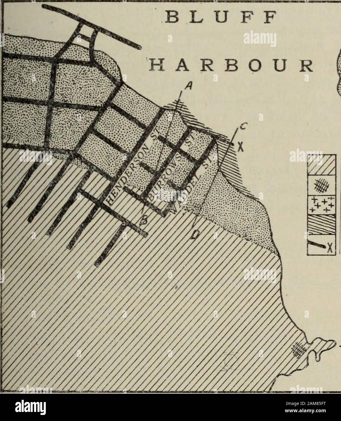 Le transazioni della Royal Society della Nuova Zelanda . ng meta-morphic affioramento di rocce in luoghi come la base della gamma sul nord-Eastside, il più esteso affioramento essendo sul foreshore del harborfrom Henderson Street per una distanza di 37 catene verso Starling Wild.-La geologia del Bluff. 319 Punto. Uno studio delle rocce in questa località, insieme con quelli ofTewaewae punto, rivela la natura del tem amor phi sm, sebbene la gapin serie occupato dalla bocca del porto non può essere colmato ina modo assolutamente soddisfacente. L'origine di Bluff porto e la baia di Awarua, nonché Foto Stock