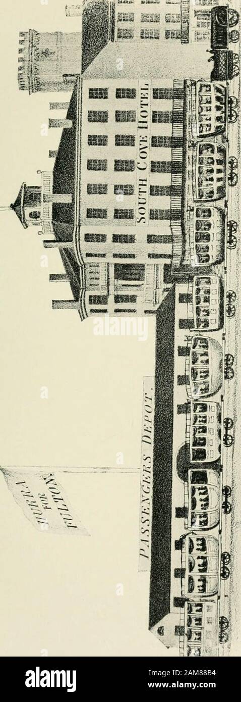 Antichi monumenti storici e personaggi storici di Boston. Er di Esdexand Columbia Streets, una vecchia casa di legno, alla quale si attribuisce l'onore di essere la residenza per un periodo di ubiquitousEarl Percy. Si trovava a poca distanza da EsdexStreet, sulla quale si trovava di fronte. Costruito in legno, con tetto di Gambel, appartenne, ad una data precedente, a Thomas Child il distillerprecedentemente menzionato. Secondo il Sig. Sabine, questa era la residenza del Sig.Sheafife, il cui figlio, Eoger Hale, divenne il protee di Percy, che gli piaceva molto mentre alloggiava con la sua madre in questa casa. Sotto la protezione Foto Stock