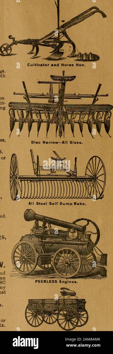 La piantatrice meridionale . HARVESTINGriACHINERY. Tosaerba, Raccoglitori E Paraerba Corn Con Cuscinetti A Sfere E A Rulli. Le macchine di trazione leggere in uso. Semplice, forte e sulla maggior parte dei prezzi termsand liberali. RASTRELLI DI FIENO. Nastro E Scarico Automatico. [ HACHINERY TREBBIATURA. Geiser Threshers e motori senza Peerless, tutte le dimensioni. FRESE PER MANGIMI E INSILAGGIO. Tutte le misure per mano o potenza; con o senza frantumatori a spannocchiatore. COLLINE DI SIDRO. Con seghe a rullo e A PALI per frantumazione in legno. Per il vapore o l'energia dei cavalli. Sega, GRANOTURCO E MULINI DI ALIMENTAZIONE, Tutti I Formati. TRAPANI PER GRANO BUCKEYE. Con cavallo o disco. Alimentazione fertilizzante in vetro. PRESSE PER IL SALVATAGGIO. Per ha Foto Stock