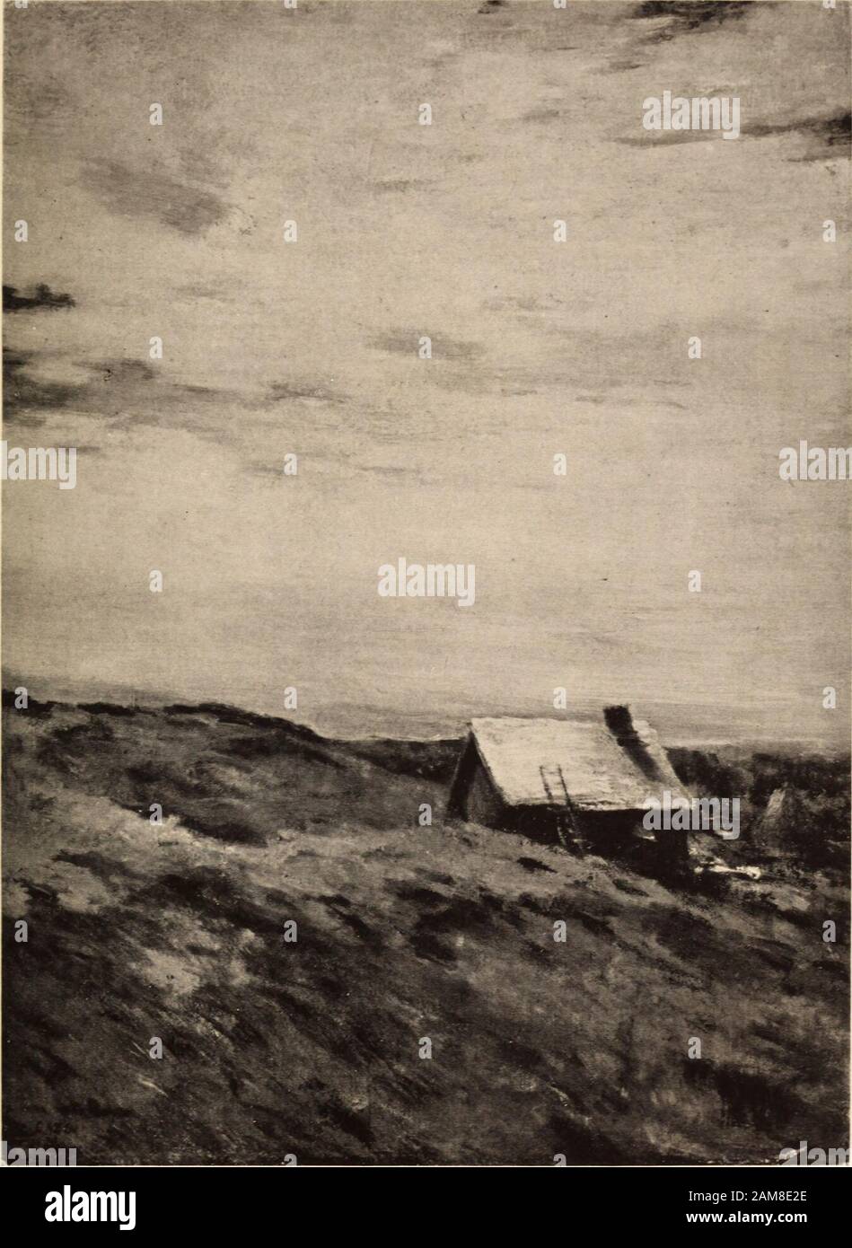 Immagini di alta qualità delle prime scuole di inglese, Barbizon e olandese . 7MOONLIGHT DI JEAN CHARLES CAZIN No. 7JEAN CHARLES CAZIN Francese 1841 - 1901MOONLIGHT altezza, 24 pollici; larghezza, 18y± pollici UNA collina verde-rivestita, marrone tenue e giallo si mescolano con il suo ver-dure, pendii da sinistra e verso il primo piano. Oltre di esso, sotto a destra in media distanza, visto sul suo lato inclinato, isa ampia, piatta valle delimitata da alberi, dove tra le caratteristiche distinguibili del paesaggio un conico, giallo brunastro haystackstands in su nella luminosità attenuata di una notte nuvoloso chiaro di luna. Poll Foto Stock