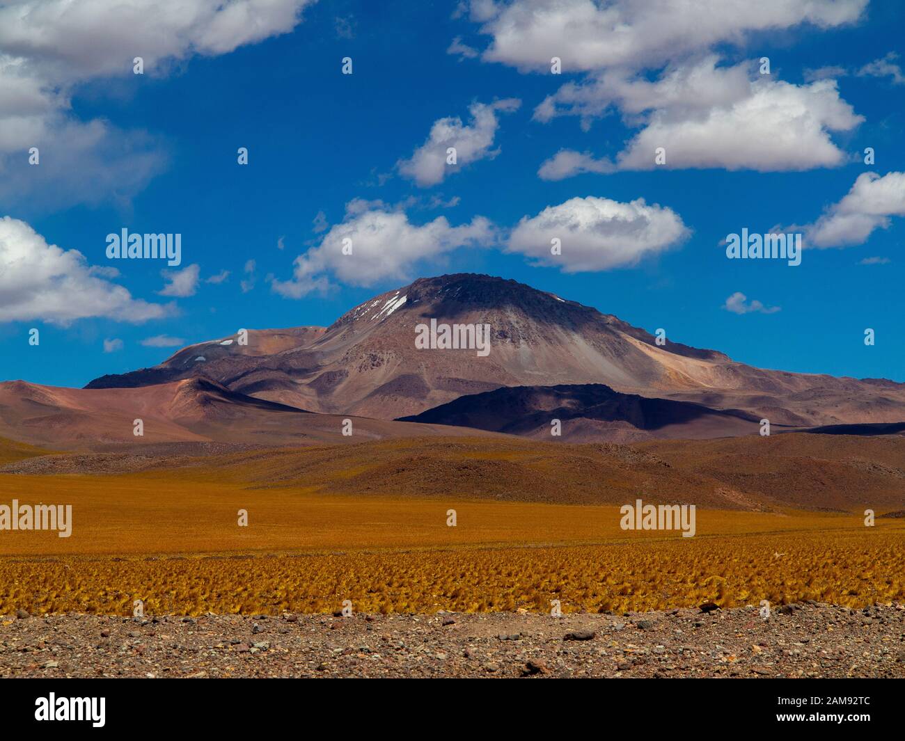 Paesaggio sul deserto di Atacama subito dopo essere entrato in Cile venendo da Paso Sico sul confine Argentina, Antofagasta, Cile Foto Stock