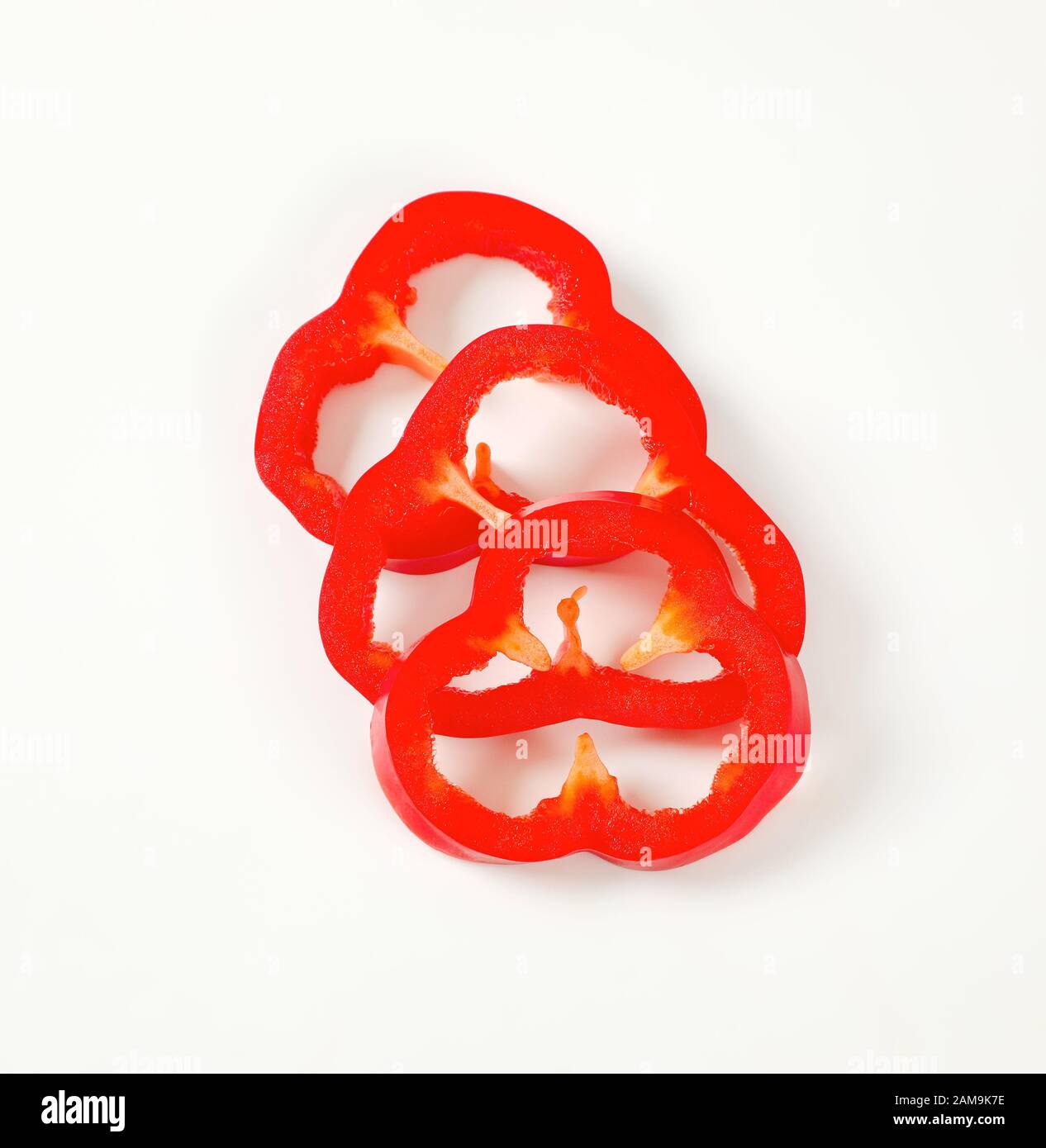 Fette di peperone rosso Foto Stock