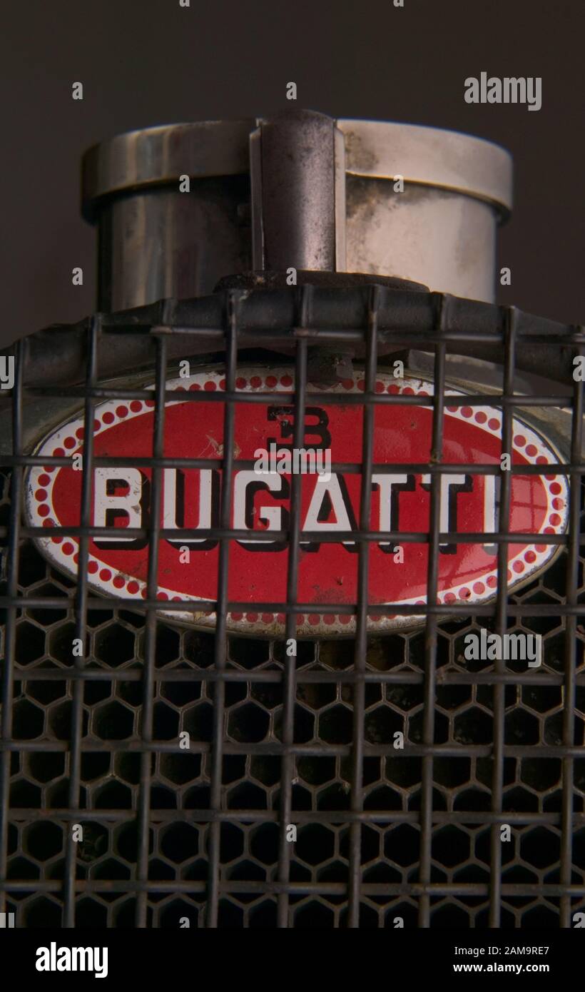 Targhetta Del Radiatore Vintage Bugatti Tipo 35 Foto Stock