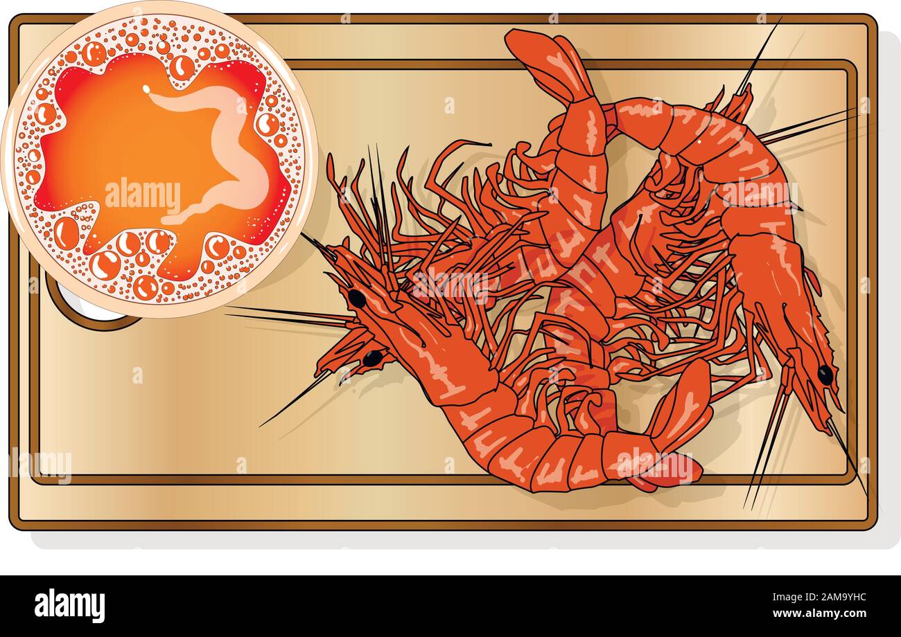 Bicchiere di birra con immagine vettoriale delle aragoste isolato su piastra. Sfondo bianco. Illustrazione Vettoriale