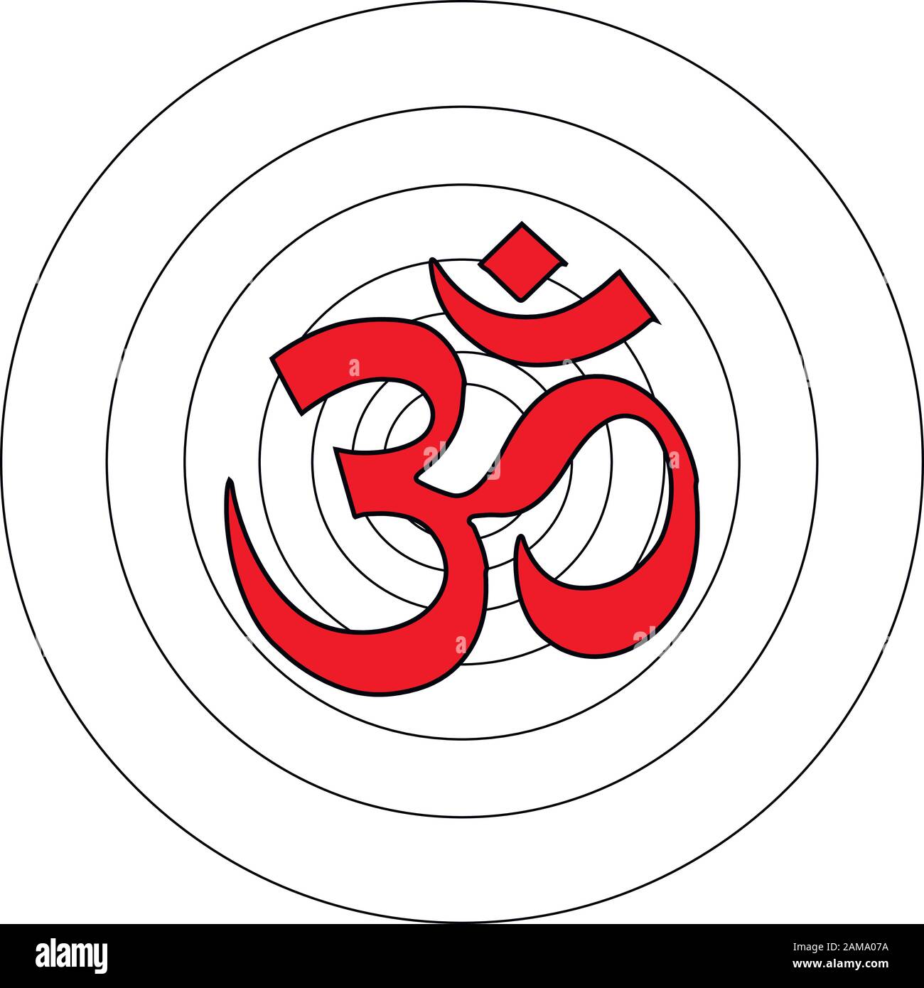 Simbolo buddista immagine vettoriale Ohm su sfondo bianco. Om. Illustrazione Vettoriale