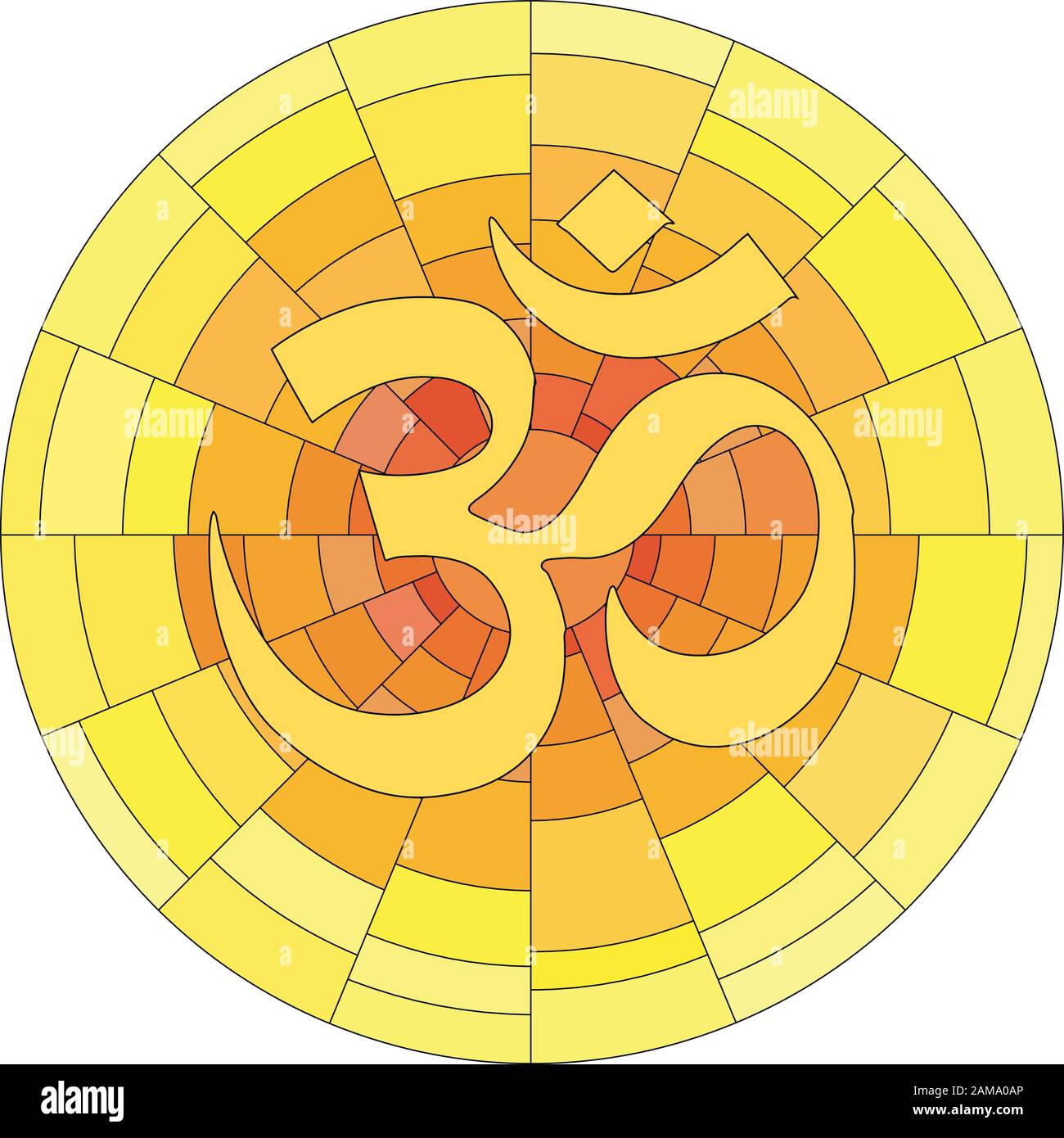 Simbolo buddista immagine vettoriale Ohm su sfondo bianco. Om. Illustrazione Vettoriale