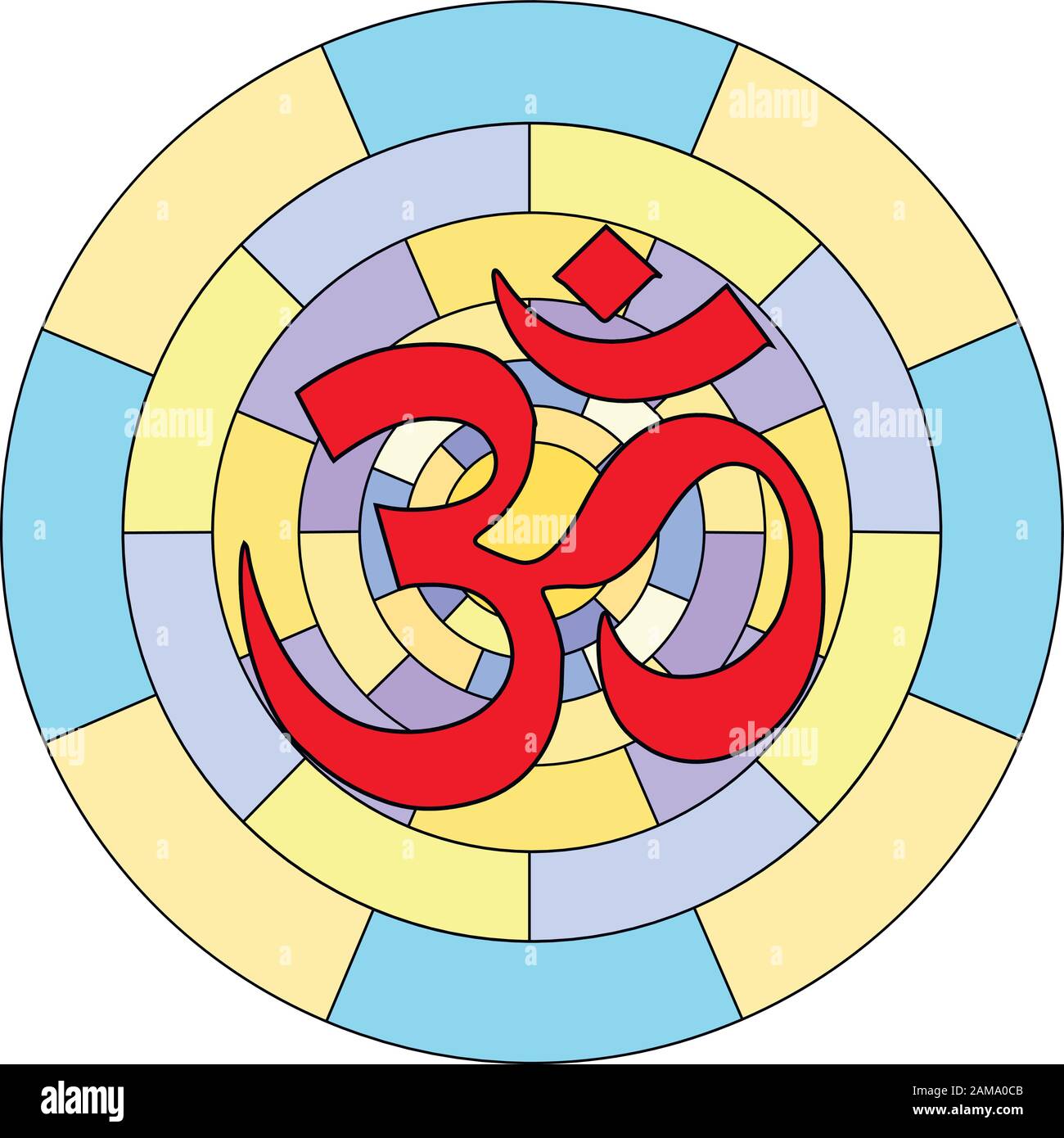 Simbolo buddista immagine vettoriale Ohm su sfondo bianco. Om. Illustrazione Vettoriale