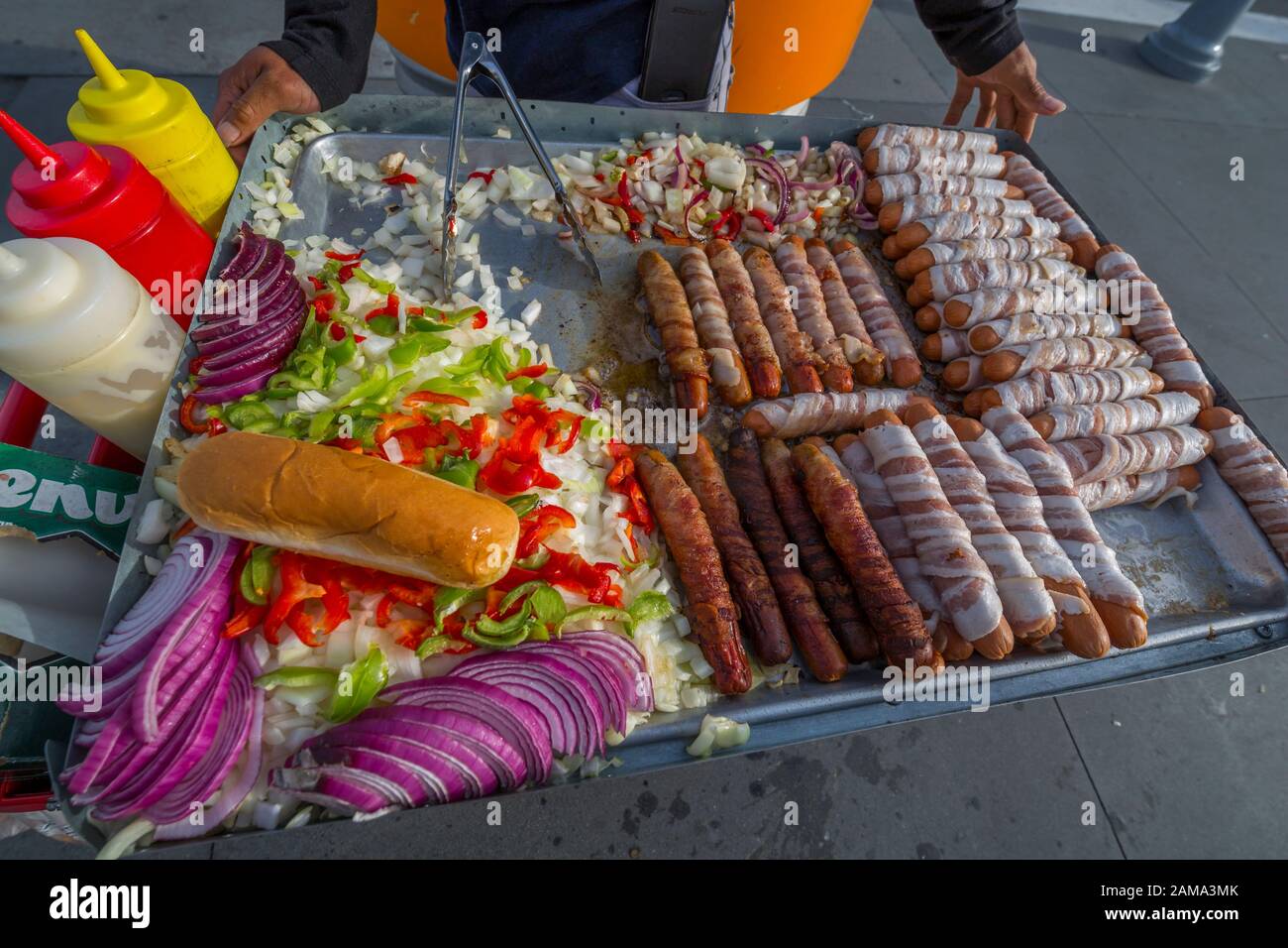 Fast food ventor vicino al molo 39 a Fishermans Wharf, San Francisco, California, Stati Uniti d'America, Nord America Foto Stock