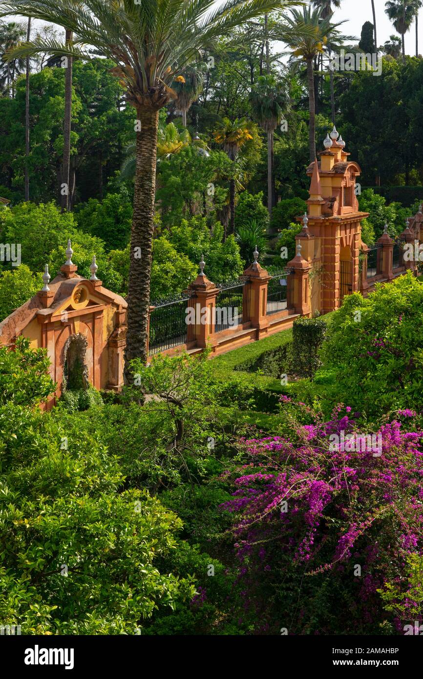 Palazzo Reale Alcazar E Giardini, Siviglia, Andalusia, Spagna, Europa Foto Stock