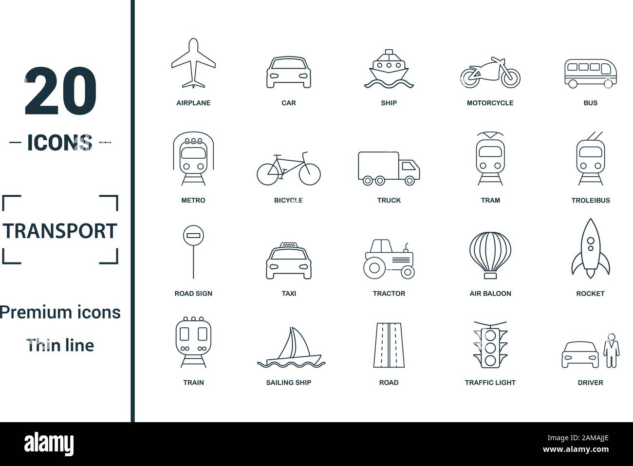 Icona del trasporto set. Includere elementi creativi auto, moto, biciclette, troleibus, taxi icone. Può essere utilizzato per la relazione, presentazione, diagramma, web Illustrazione Vettoriale