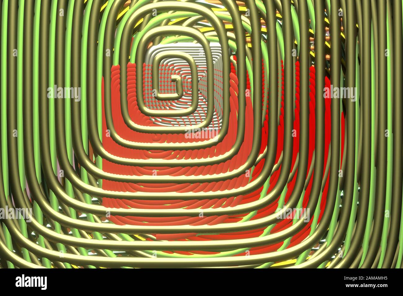 Linee di cerchio twirl, per texture di disegno o sfondo del titolo. Rendering 3D. Foto Stock