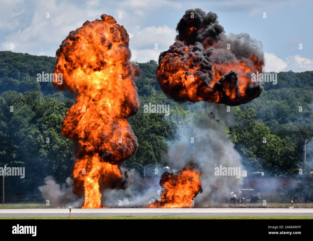 Dimostrazione di esplosione al airshow Foto Stock