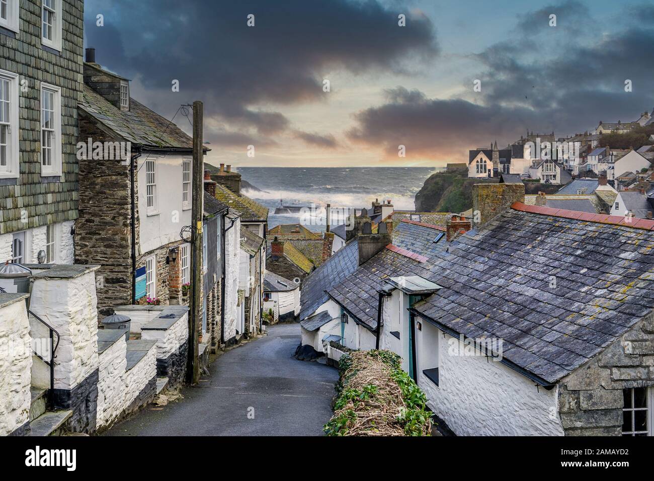 Il villaggio Cornovaglia di Port Issac Foto Stock