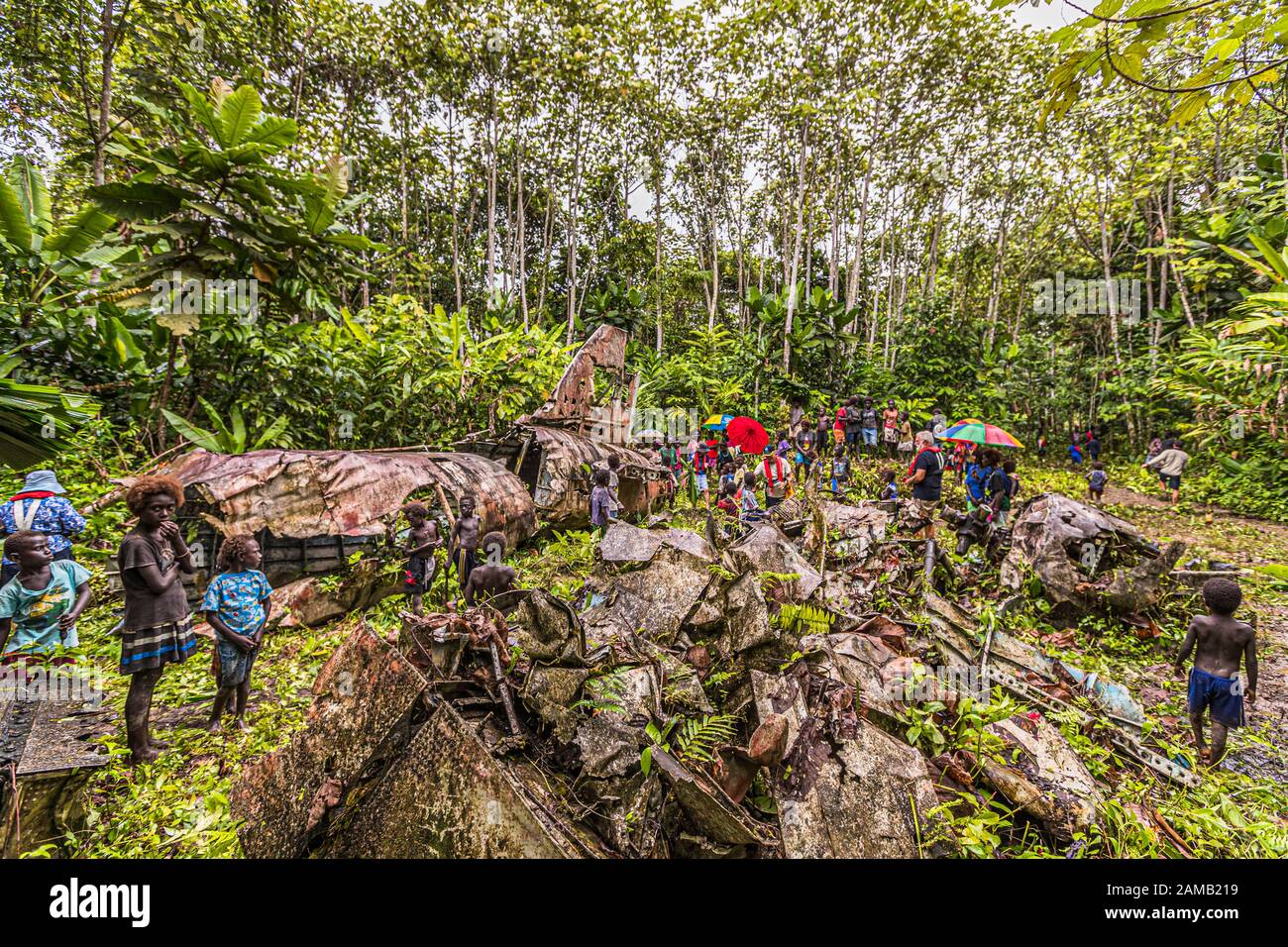 Rack dell'ammiraglio giapponese Yamamamoto in Papua Nuova Guinea. Nella giungla di Bougainville si trovano ancora i naufragi dell'aeromobile Mitsubishi G4M in cui il generale Yamamoto Isoroto è stato abbattuto il 18 aprile 1942 Foto Stock