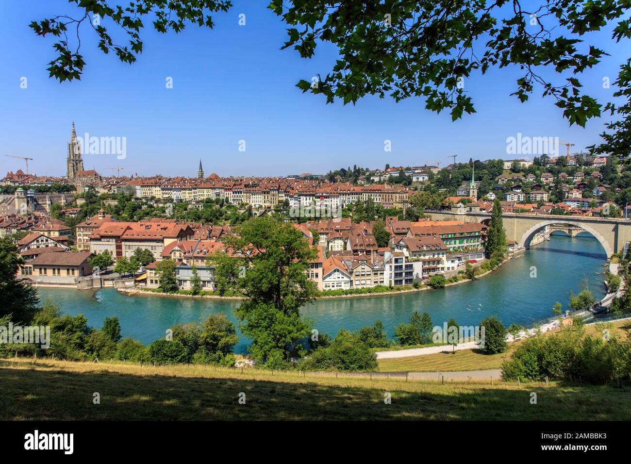 Berna città vecchia e il fiume Aare, Svizzera Foto Stock