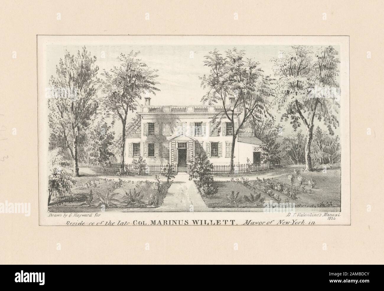 Residenza del tardo col Marinus Willett, sindaco di New York in (1807-1808) Comprende riproduzioni fotografiche. Tra i centri di stampa figurano Alexander Anderson, W.J. Bennett, C.G. Bambini, A.J. Davis, A.b. Durand, Eliza Greatorex, George Hayward, John Rodgers E L'Ufficio Litografico Di Imbert. Titolo dal Calendario della collezione Emmet. EM11193 Dichiarazione di responsabilità : G. Hayward; residenza del defunto col. Marinus Willett, sindaco di New York in [1807-1808] Foto Stock