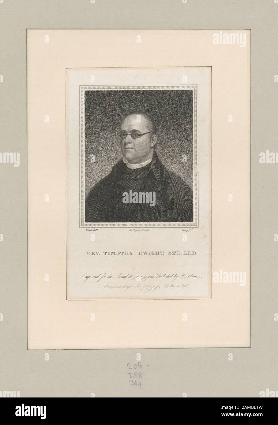 Rev Timothy Dwight, STD, LLD Include riproduzioni fotomeccaniche. Tra I Centri Di Stampa Figurano William Birch, Asher B. Durand, Henry Bryan Hall, Charles Hullmandel, James Barton Longacre, Albert Rosenthal, Max Rosenthal E John Sartain. Tra i relatori figurano David McNeely Stauffer. Titolo dal Calendario della collezione Emmet. EM10152 Dichiarazione di responsabilità : Leney; Rev. Timothy Dwight, S.T.D., L.D. Foto Stock