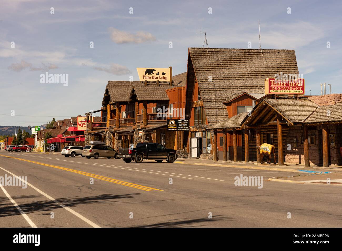 Strasse in West Yellowstone Montana USA Foto Stock