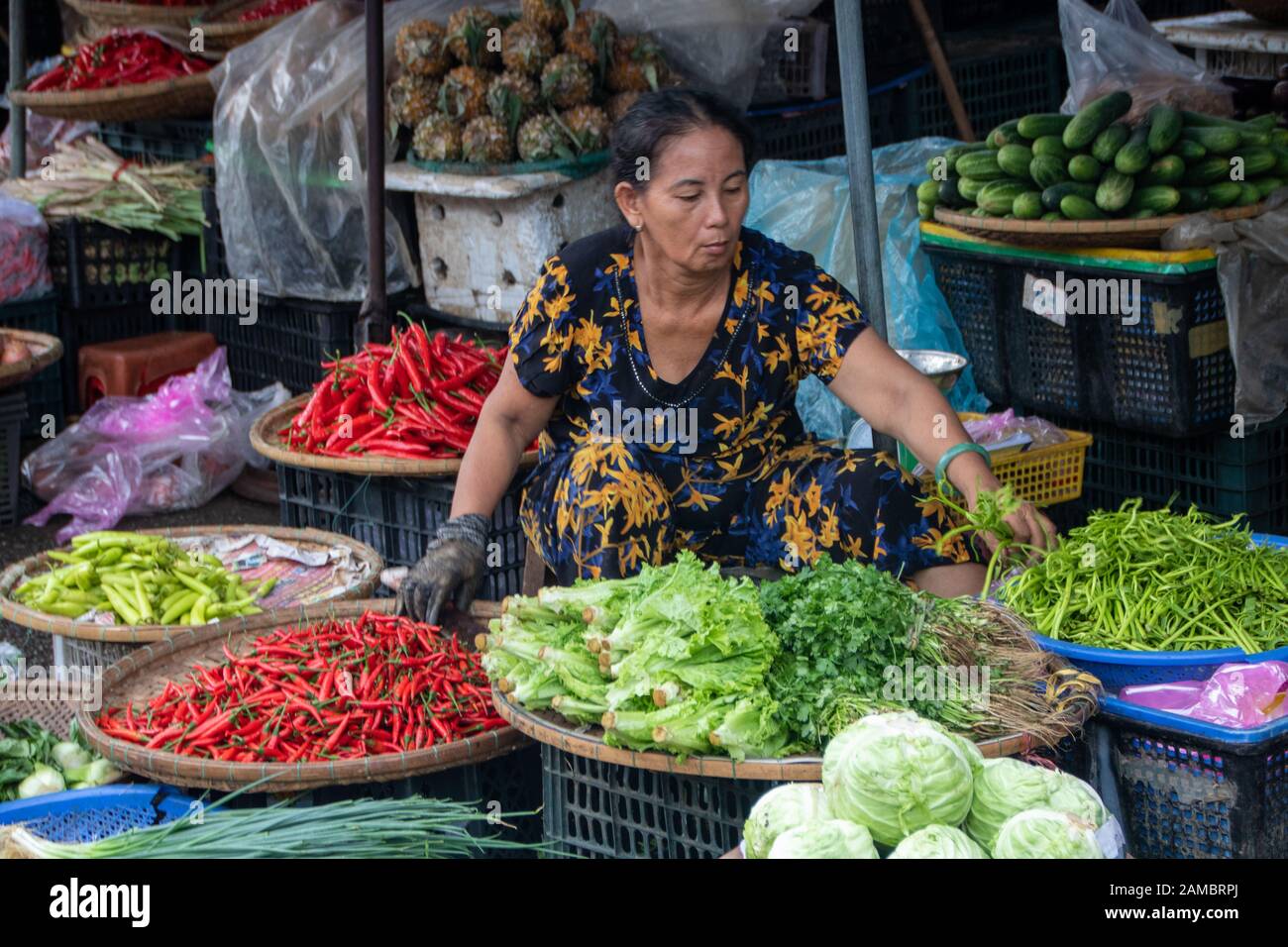 A Hue - Vietnam - L'agosto 2019 - mercato di Dong Ba, il mercato più antico della città di Hue Foto Stock