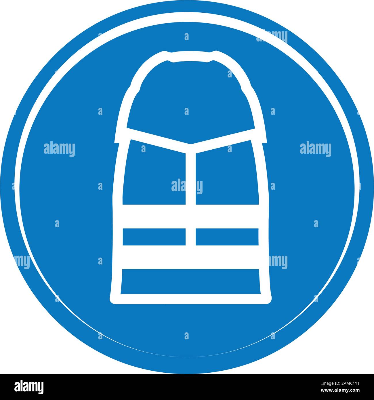 Icona giubbotto di sicurezza. Indossare indumenti ad alta visibilità, simbolo di usura, etichetta, adesivo. In quest'area è necessario indossare indumenti ad alta visibilità Illustrazione Vettoriale