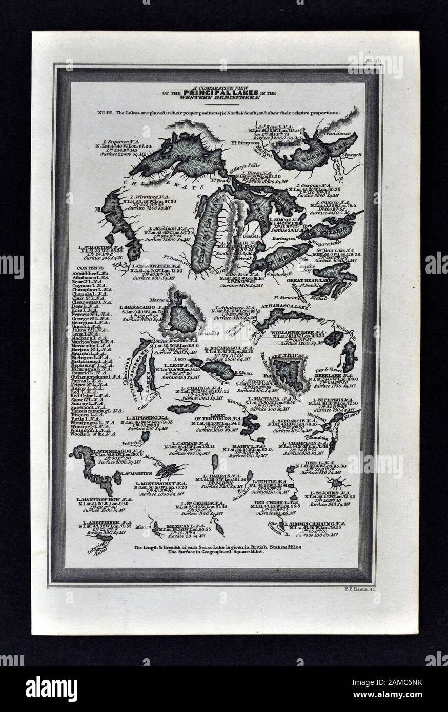 1834 Carey mappa Mondo Laghi Emisfero Occidentale del Nord e Sud America Foto Stock