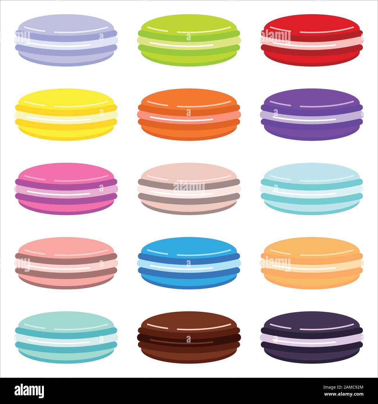 Icona francese dei biscotti macaroon isolata su sfondo bianco. Illustrazione Vettoriale
