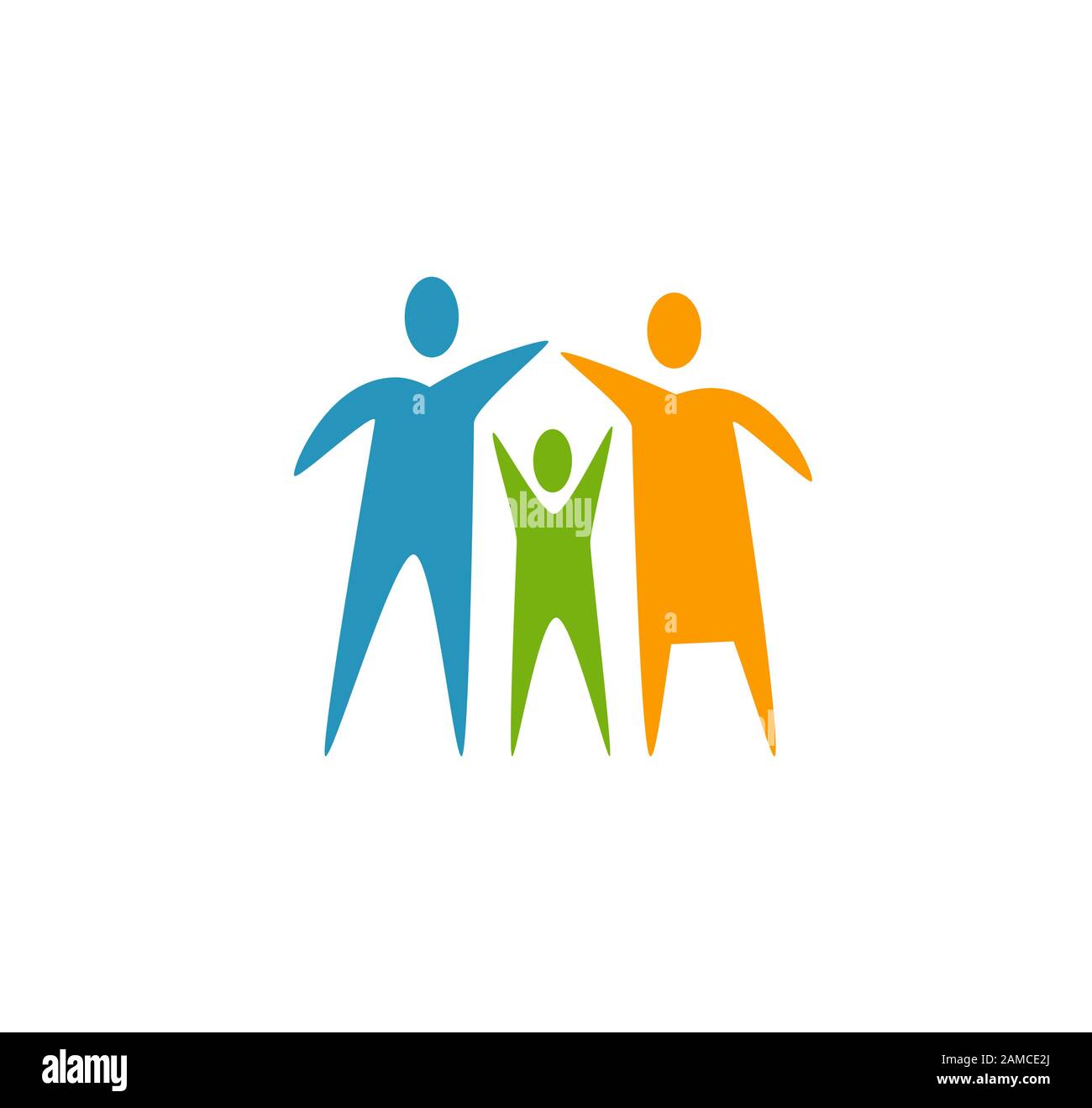 Icona della famiglia. Illustrazione vettoriale del logo dei genitori e dei bambini Illustrazione Vettoriale