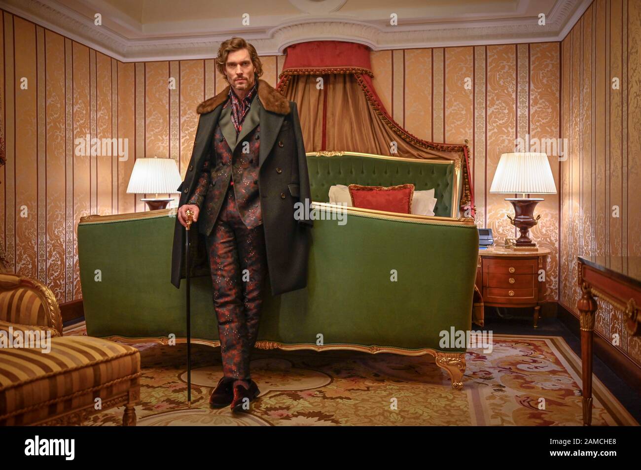 Milano, Italia. 12th Gen 2020. Milano, Milano Fashion Week, Man Fall Winter 2020/2021. Milano Moda Uomo Autunno Inverno 2020/21. Miliardario Nella Foto Presentazione: Modello Di Credito: Agenzia Indipendente Di Foto/Alamy Live News Foto Stock